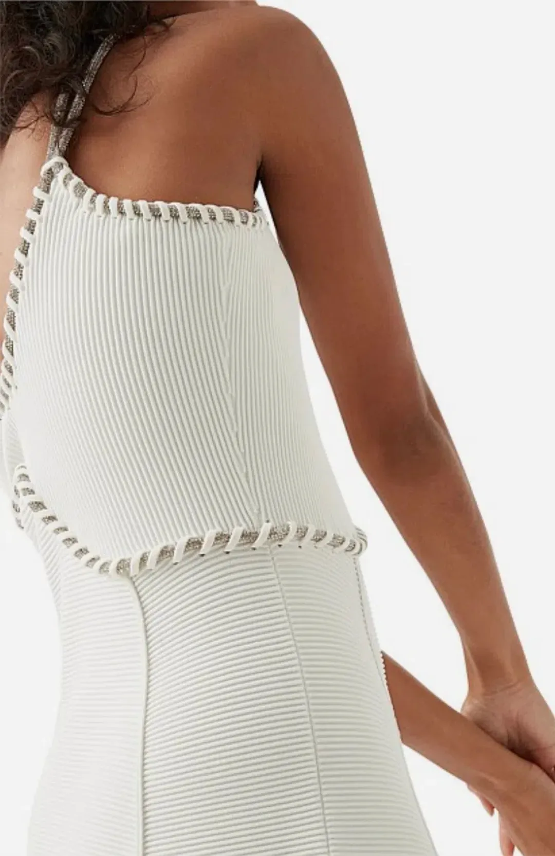 Aje Carve Abstract Knit Dress - White - Size S for rent on The Volte - main image