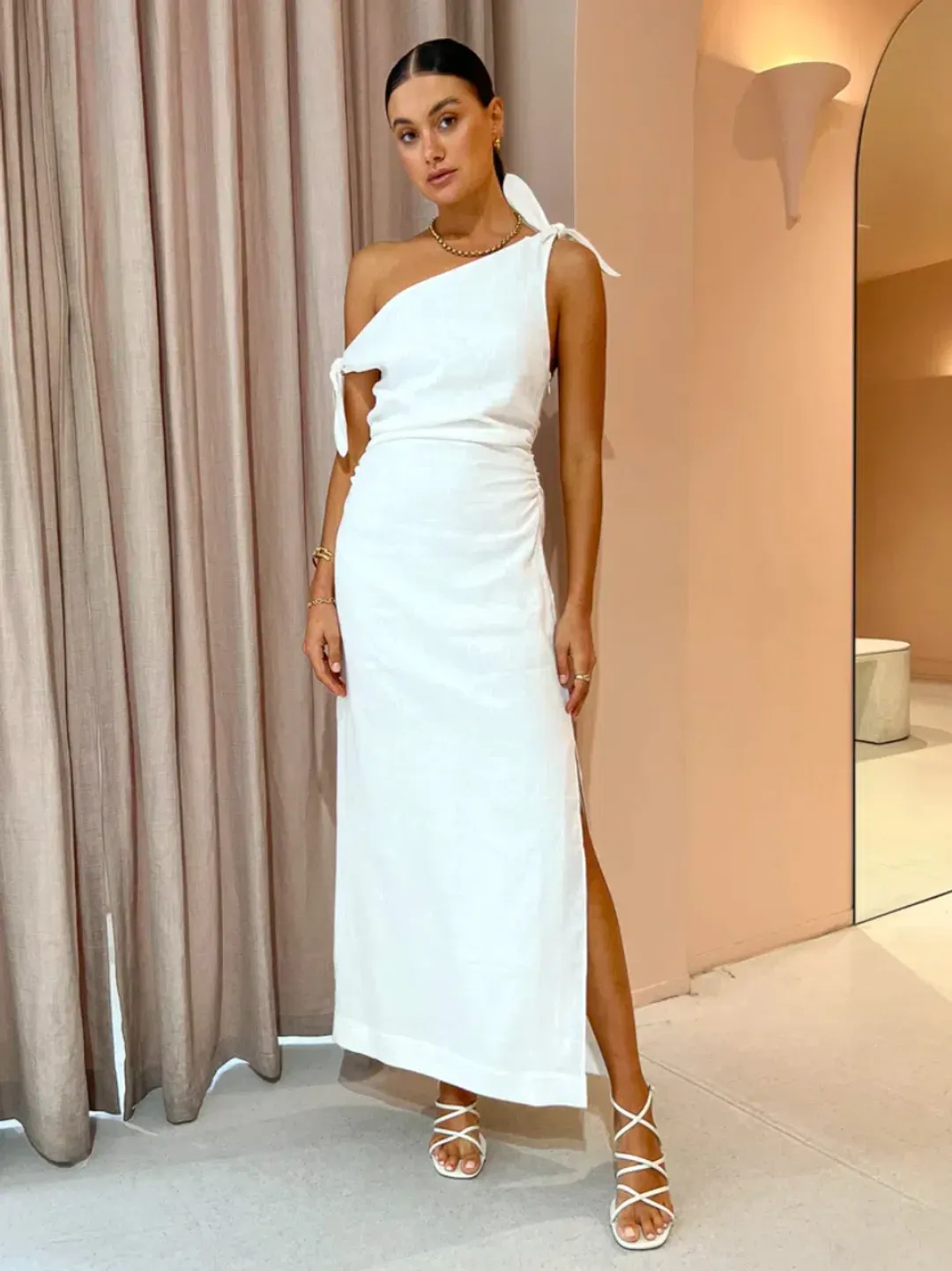 Sir the Label Bettina Off Shoulder Dress Ivory Size 2/10 for rent on The Volte - main image