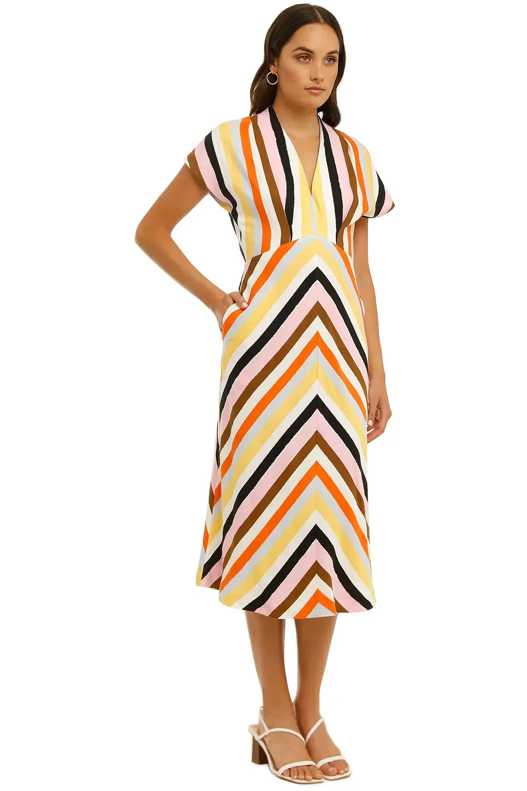 Rebecca Vallance Franklin SS Midi Dress Multi Size 8 for rent on The Volte - main image
