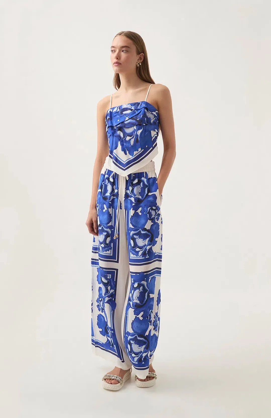 AJE Atomic Scarf Top and Silk Pant Set Size 8  for rent on The Volte - main image