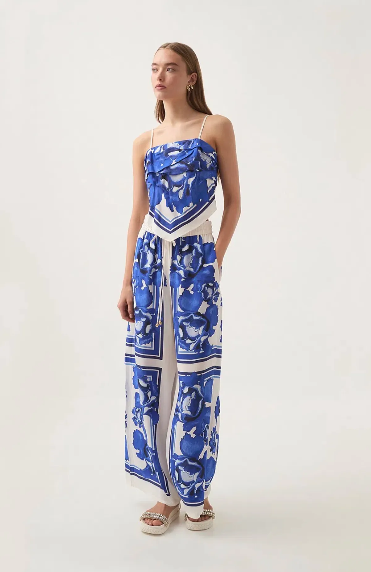 AJE Atomic Scarf Top and Silk Pant Set Size 8  for rent on The Volte - main image