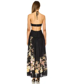 Zimmermann Tallow Halter Midi Dress in Black Multi Floral Size 1 / AU 10 for rent on The Volte - image 3