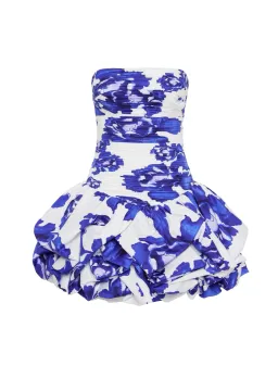 Aje Violette Bubble Hem Mini Dress Boldly Blooming Cobalt Size XS / AU 6 for rent on The Volte - image 4