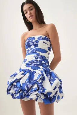 Aje Violette Bubble Hem Mini Dress Boldly Blooming Cobalt Size XS / AU 6 for rent on The Volte - image 1