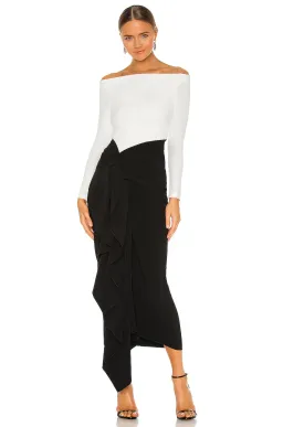 Solace London Lotus Midi Dress Black/Cream Size XS / AU 6 for rent on The Volte - image 3