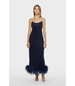 Oseree SS25 Lumière Plumage Slip Dress in Night Blue Size AU 6 for rent on The Volte - image 1