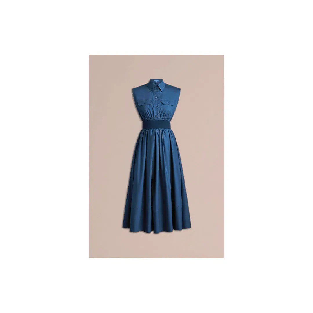 Scanlan Theodore Parachute Cotton Shirt Dress Blue Size AU 8 for rent on The Volte - main image