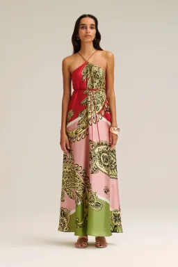 Scanlan Theodore Silk Harrow Print Maxi Dress Red/Pink Size AU 8  for rent on The Volte - image 1