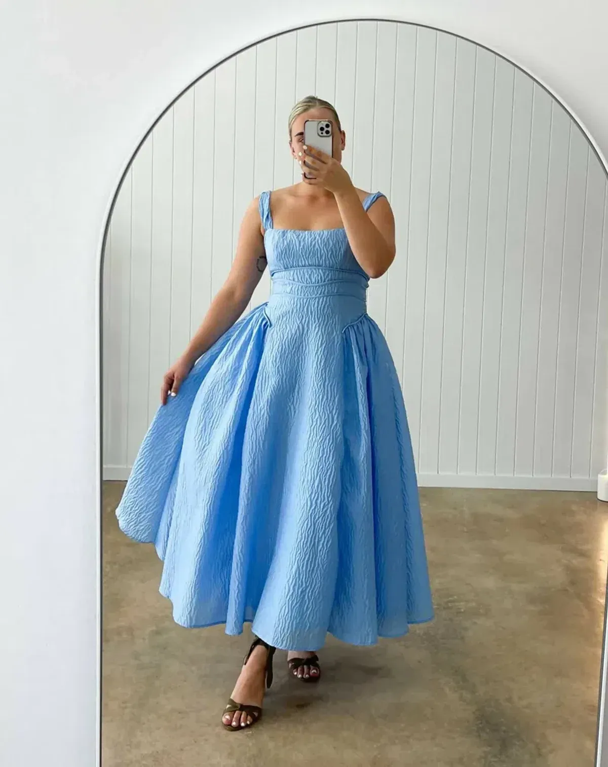 Rachel Gilbert Sophy Strap Midi Dress in Blue Size 4 / AU 14 for rent on The Volte - main image