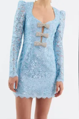 Rebecca Vallance Leyla Long Sleeve Mini Dress Blue Size AU 12 for rent on The Volte - image 5