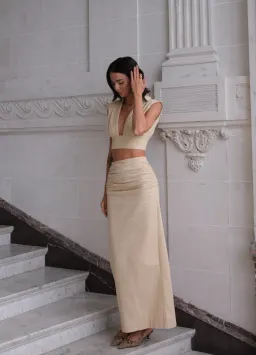 Arcina Ori Carmen Top & Skirt Set Stone Beige Size 6 for rent on The Volte - image 4