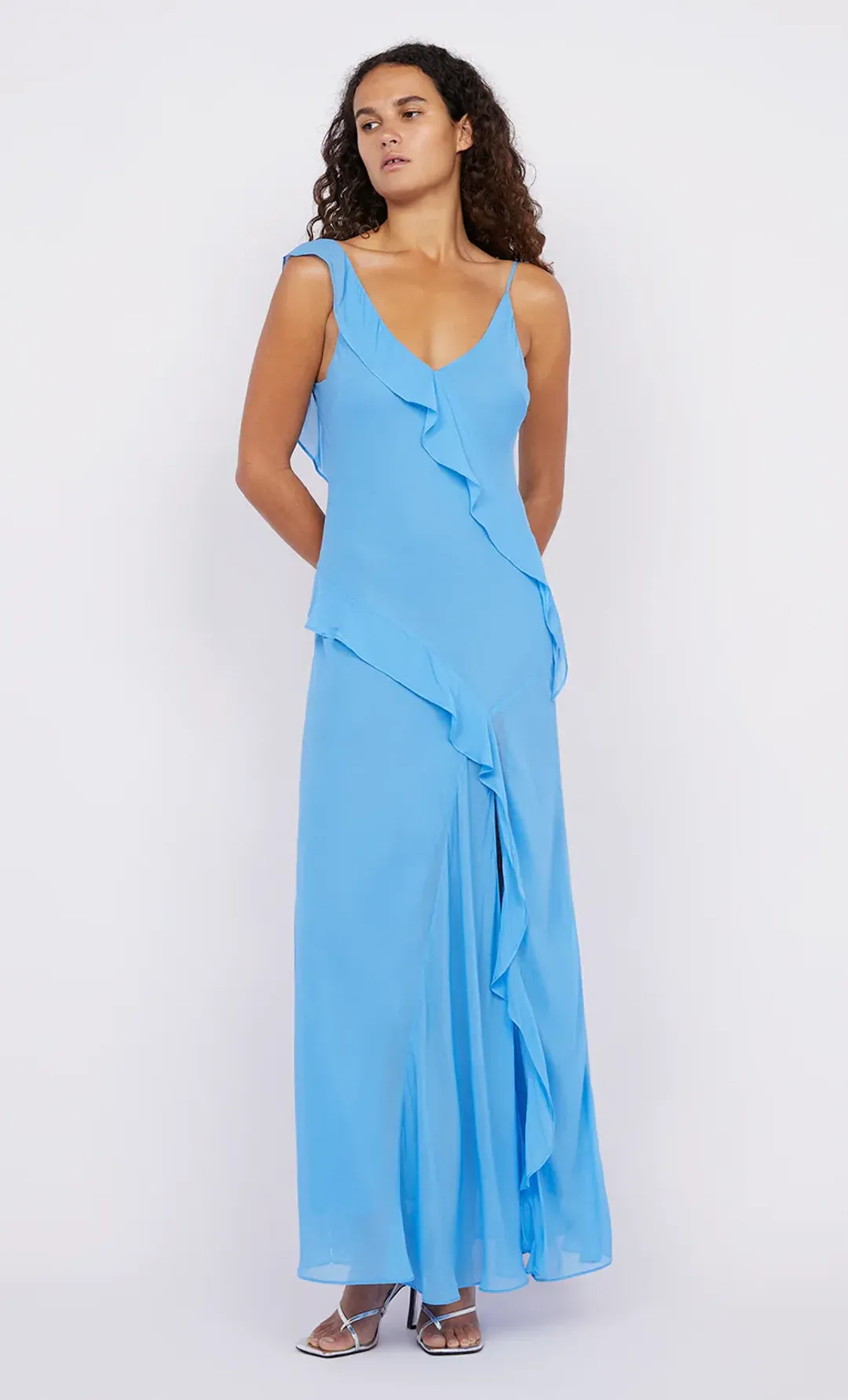 Bec & Bridge Aida Frill Dress Maxi Azure Size 8 for rent on The Volte - main image