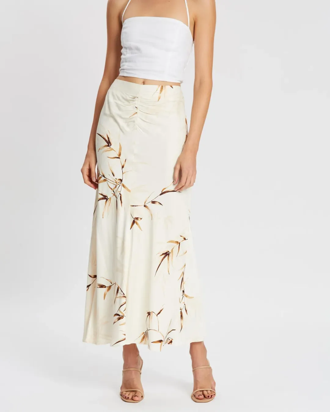Shona Joy Horizon Ruched Bias Midi Skirt Print Size 8 for rent on The Volte - main image