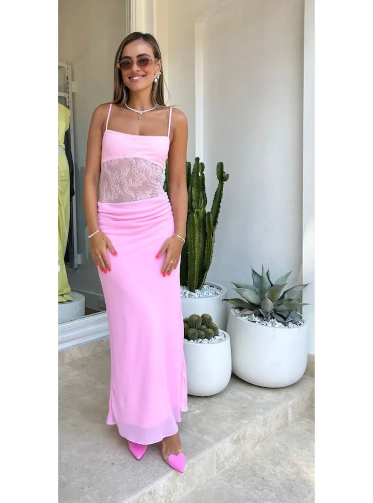 Benni Gabriel Dress in Pink Sorbet Size 6 for rent on The Volte - main image