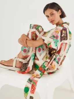 Oroton Stamp Wrap Midi Dress Multi Size 16 for rent on The Volte - image 5