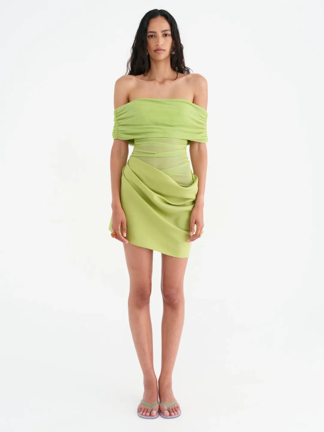 Benni Nico Off Shoulder Mini Dress Apple Size S / AU 8 for rent on The Volte - main image