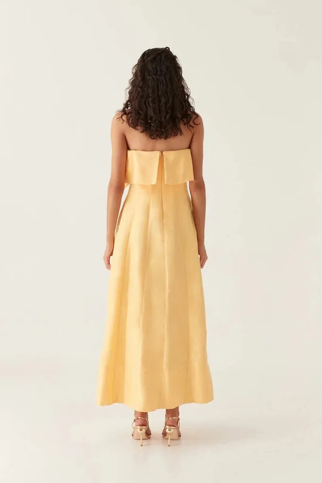 Aje Shallows Strapless Gown Marigold Yellow Size AU 10 for rent on The Volte - main image