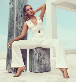 Meshki Jada Satin Jumpsuit Cream Size 8 for rent on The Volte - image 1