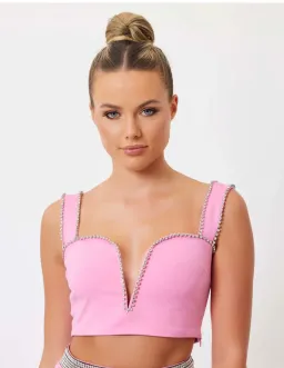 Bianca & Bridgett Hazel Crop Top & Riley Pant Set Pink Size 8  for rent on The Volte - image 2