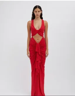 Christopher Esber Vivenda Drape Front Dress Watermelon Red Size 8 for rent on The Volte - image 5