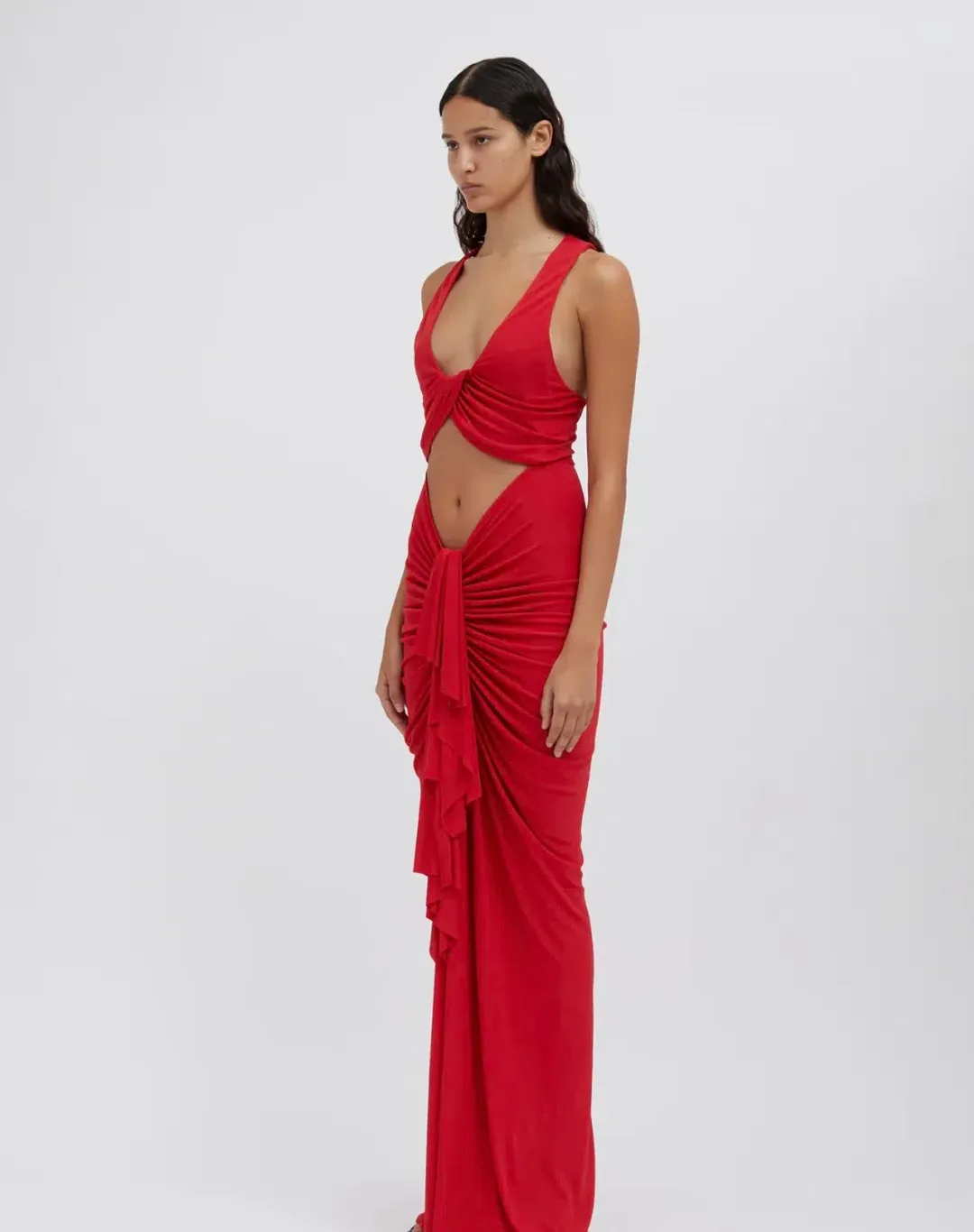 Christopher Esber Vivenda Drape Front Dress Watermelon Red Size 8 for rent on The Volte - main image