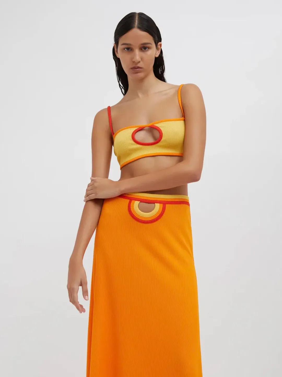 Christopher Esber Multi Verner Loop Hole Skirt Tangerine Multi Size 10 for rent on The Volte - main image