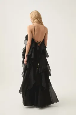 Aje Pandorea Layered Maxi Dress in Black Size 14 for rent on The Volte - image 3