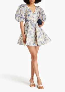 Zimmermann Tama Puff Sleeve Mini Dress Cornflower Blue Size 3 / AU 14 for rent on The Volte - image 1