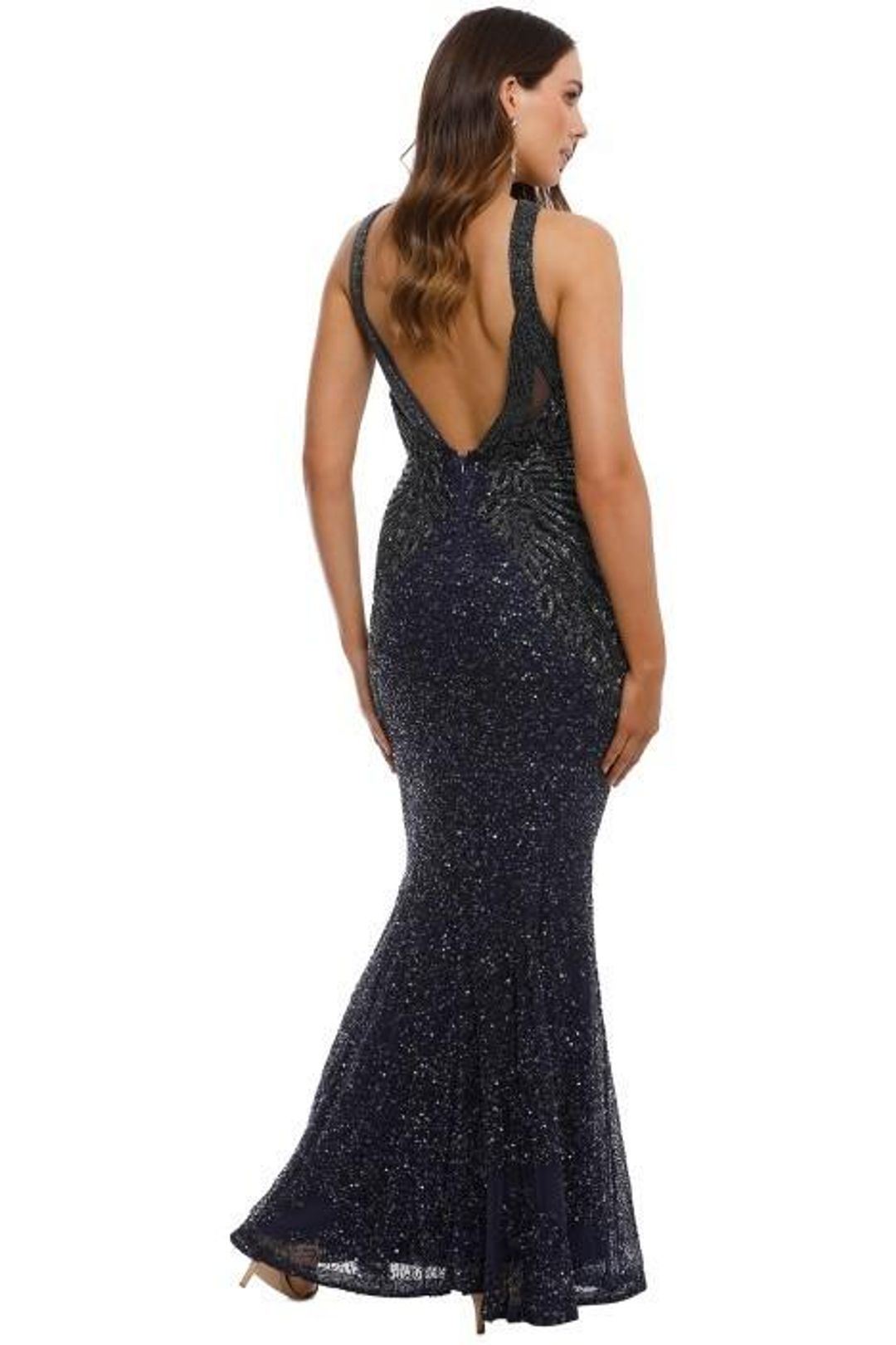 Rachel Gilbert Saskia Beaded Gown Navy Size AU 12 for rent on The Volte - main image