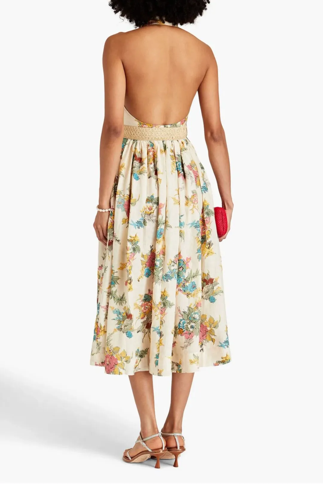 Zimmermann Clover Linen Halterneck Midi Dress Floral Size 3 / AU 14 for rent on The Volte - main image