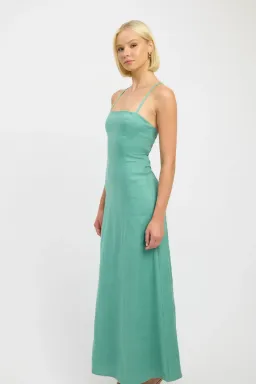 Kookai Palm Cross Back Dress Maxi Four Leaf Clover Green Size 6 for rent on The Volte - image 3