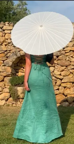 Kookai Palm Cross Back Dress Maxi Four Leaf Clover Green Size 6 for rent on The Volte - image 4