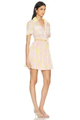 Zimmermann Size 1 Pop Pleated Mini Dress Pink/Yellow Floral Size 10 for rent on The Volte - image 2