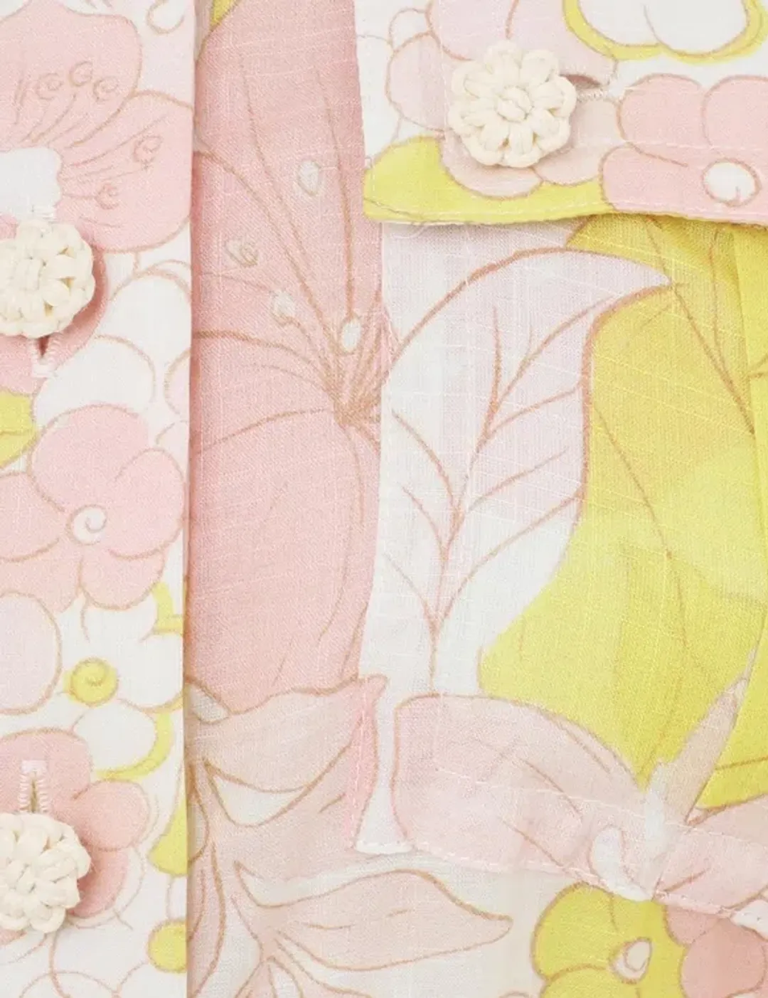 Zimmermann Size 1 Pop Pleated Mini Dress Pink/Yellow Floral Size 10 for rent on The Volte - main image