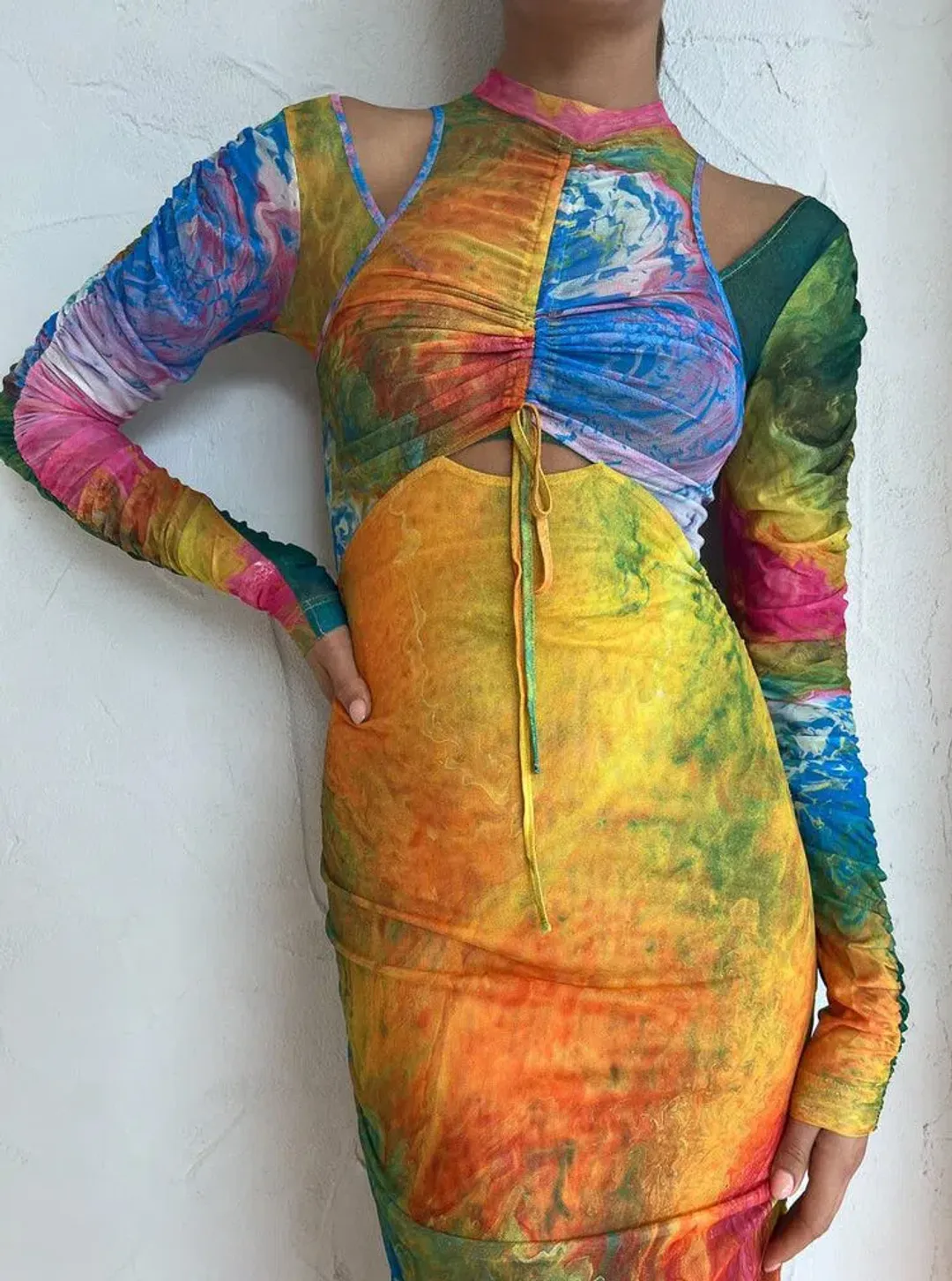 Alemais Irving Mesh Midi Dress in Multi Size 6 for rent on The Volte - main image