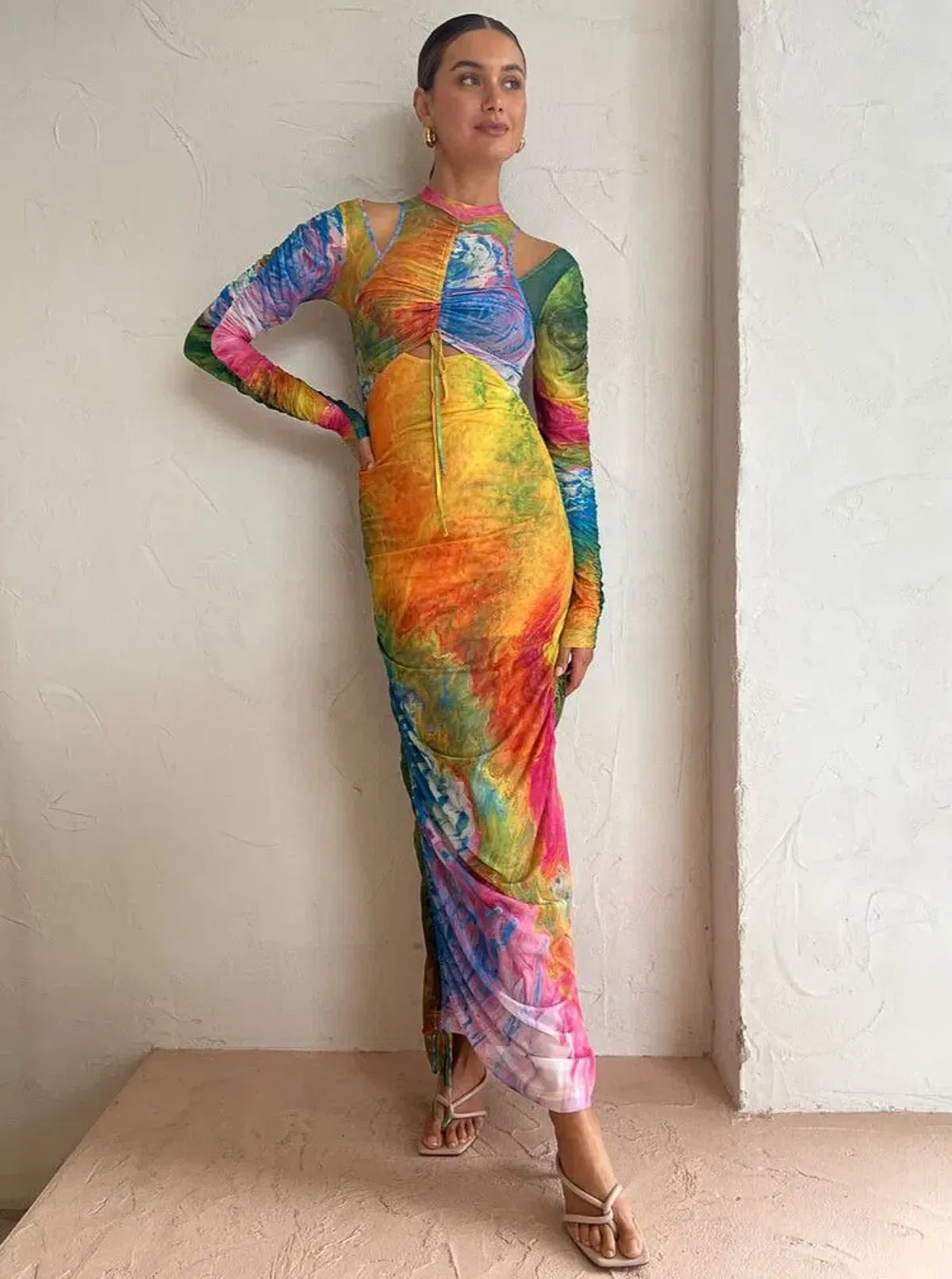 Alemais Irving Mesh Midi Dress in Multi Size 6 for rent on The Volte - main image