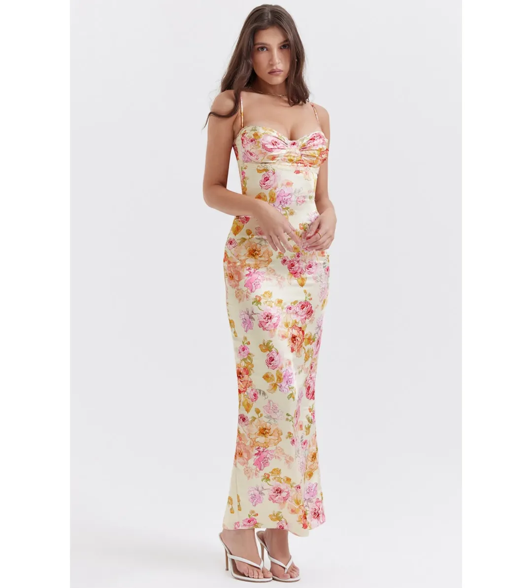 House of CB Josefina Maxi Dress Ivory Floral  Size M /Au 10 for rent on The Volte - main image