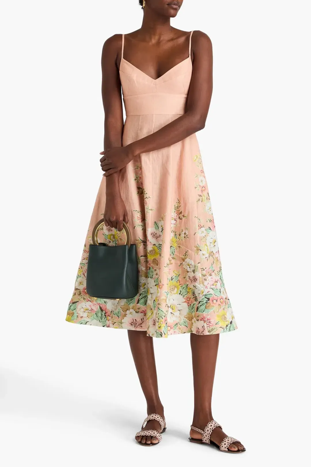 Zimmermann Matchmaker Picnic Dress in Buff & Coral Floral Size 3 / AU 14 for rent on The Volte - main image