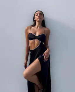 Michael Lo Sordo Symic Crystalline Luna Dress Black Size 8 for rent on The Volte - image 1