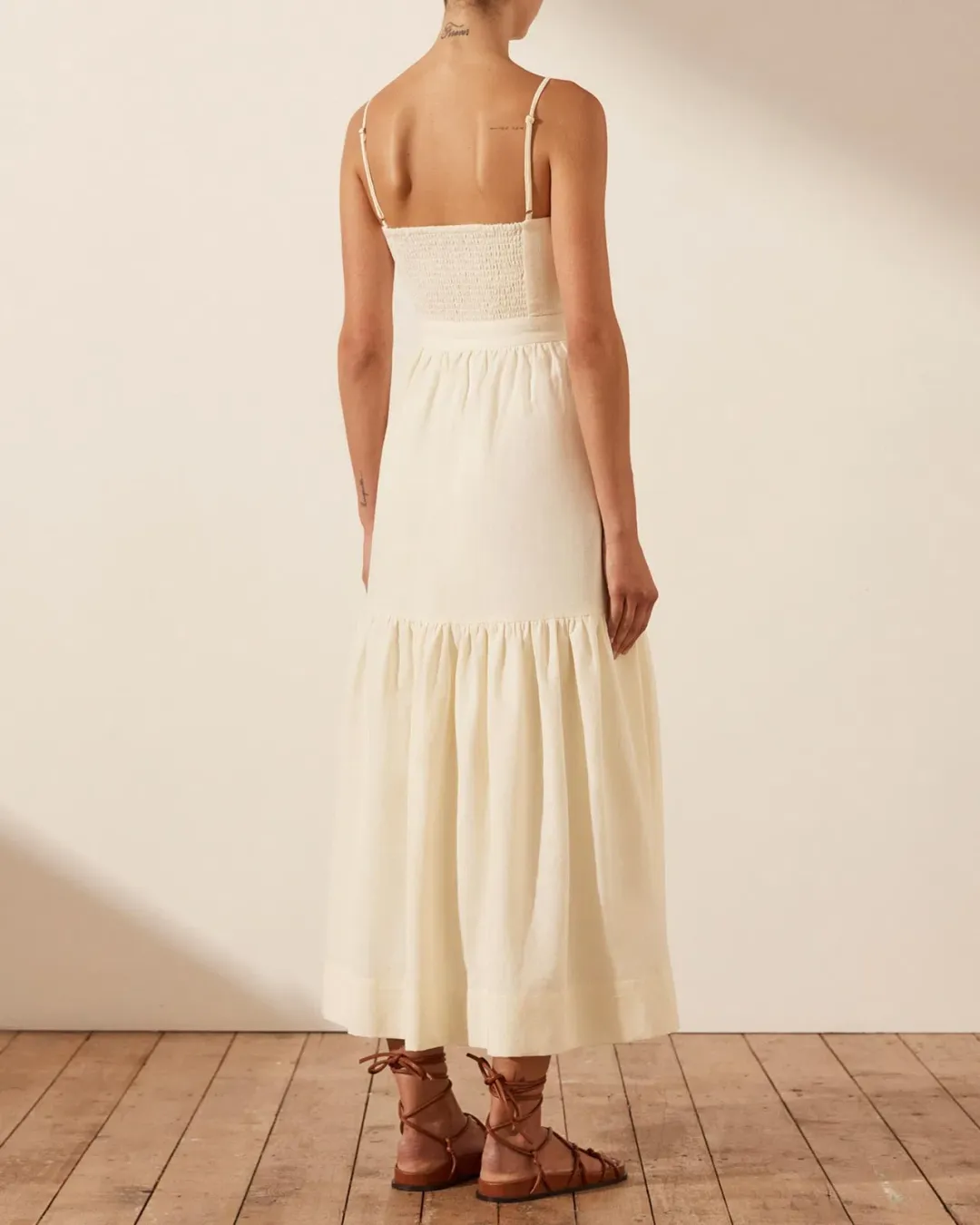 Shona Joy Cecilia Twist Bodice Midi Dress - cream size 10 for rent on The Volte - main image