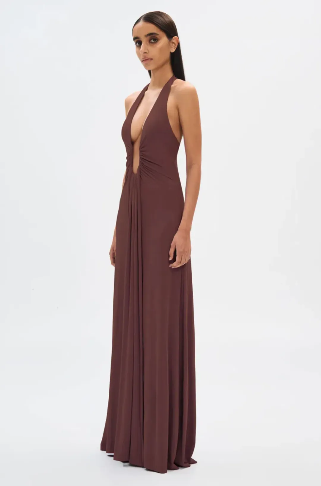 Misha Jennifer Cupro Maxi Dress Cedar Size 8/S for rent on The Volte - main image