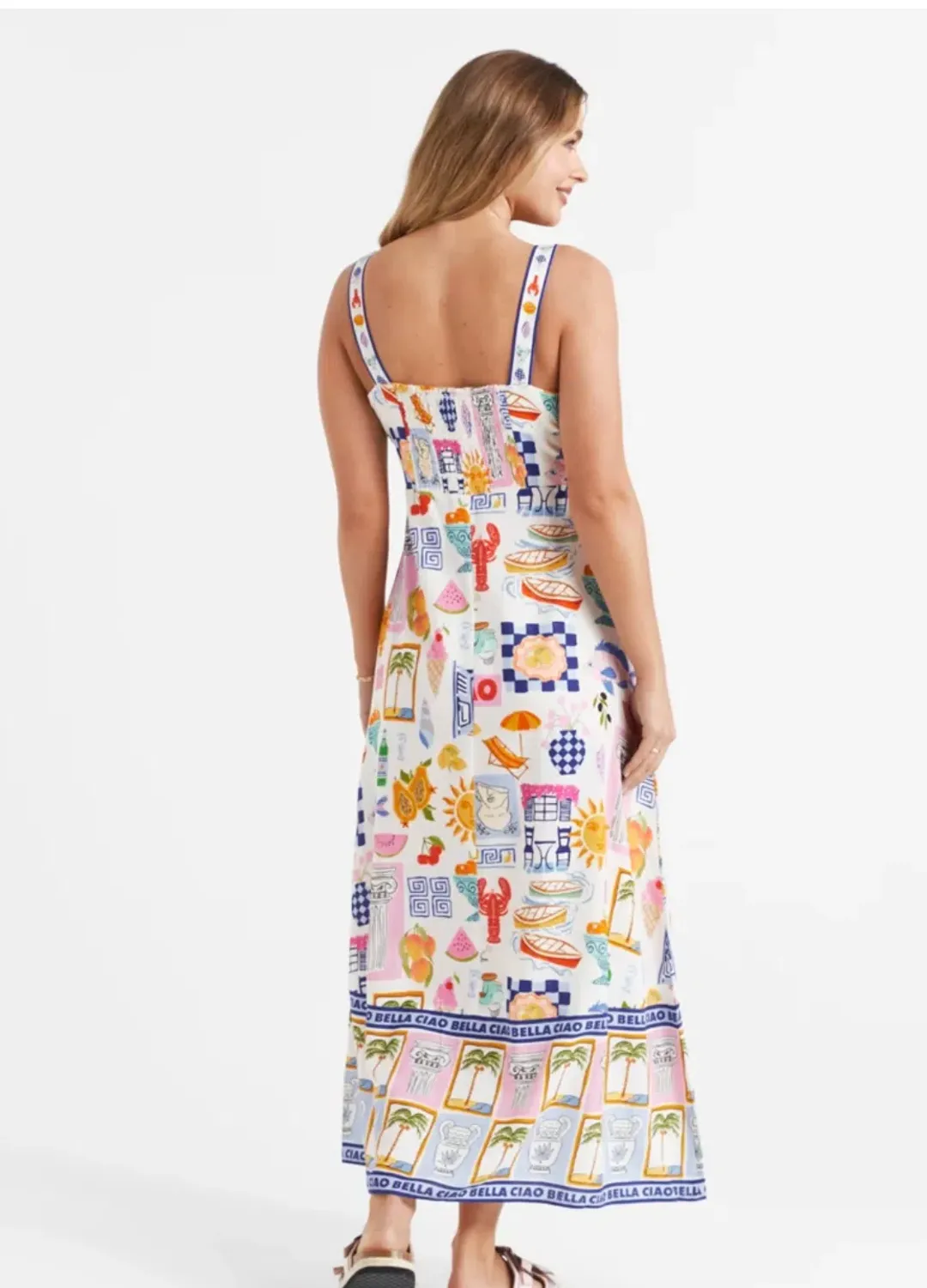 Sportsgirl Kira Linen Blend Midi Dress Multi Size 8  for rent on The Volte - main image