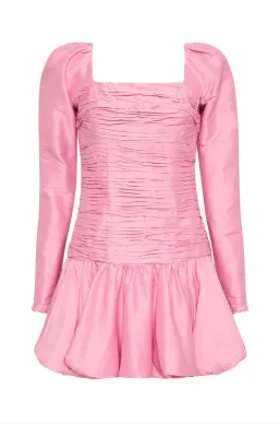 AJE Bijou Ruched Long Sleeve Mini Dress in Bonbon Pink Size 4 for rent on The Volte - image 5