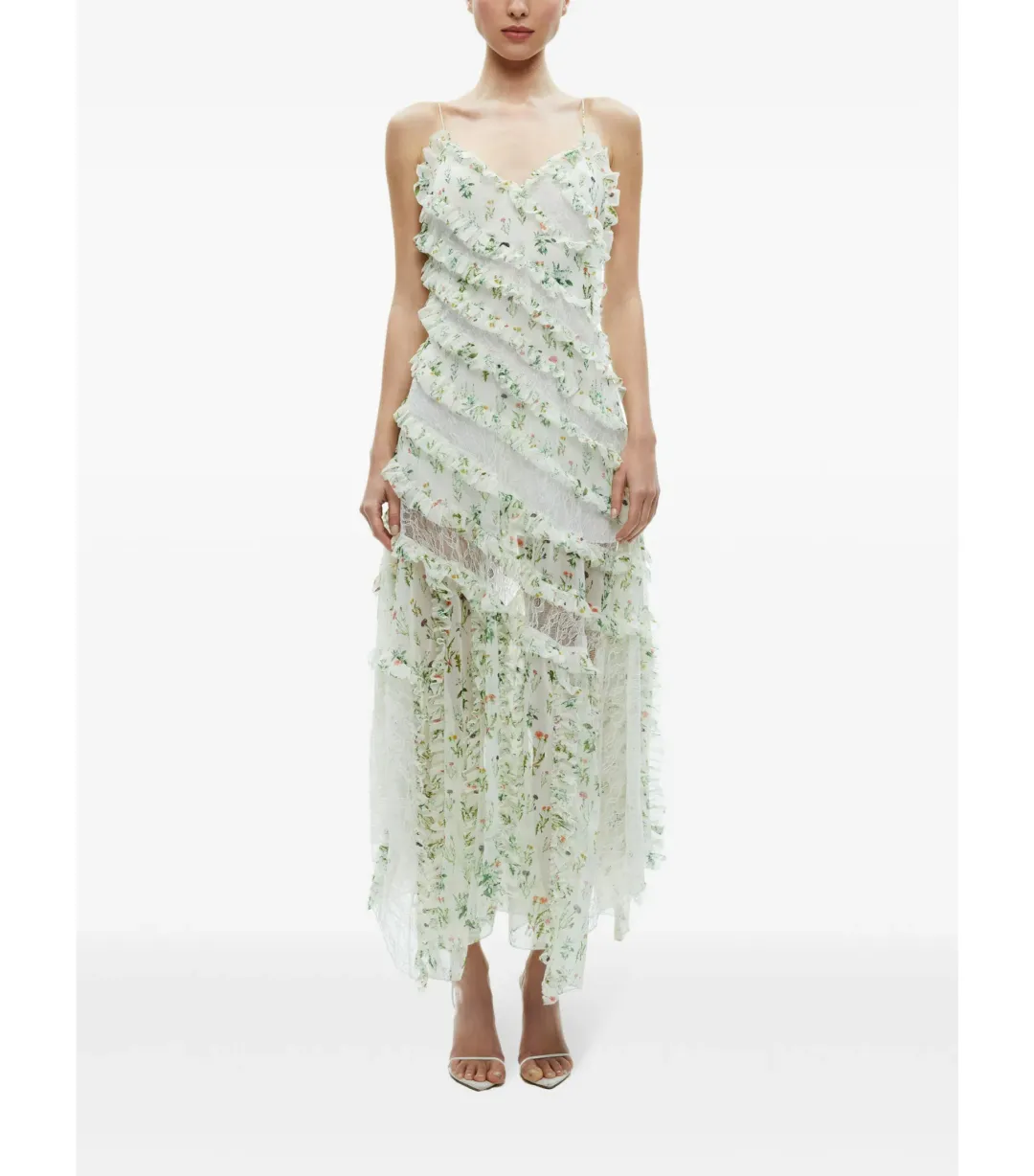 Alice + Olivia Sondra Ruffled Maxi Dress Floral Size AU 10 for rent on The Volte - main image