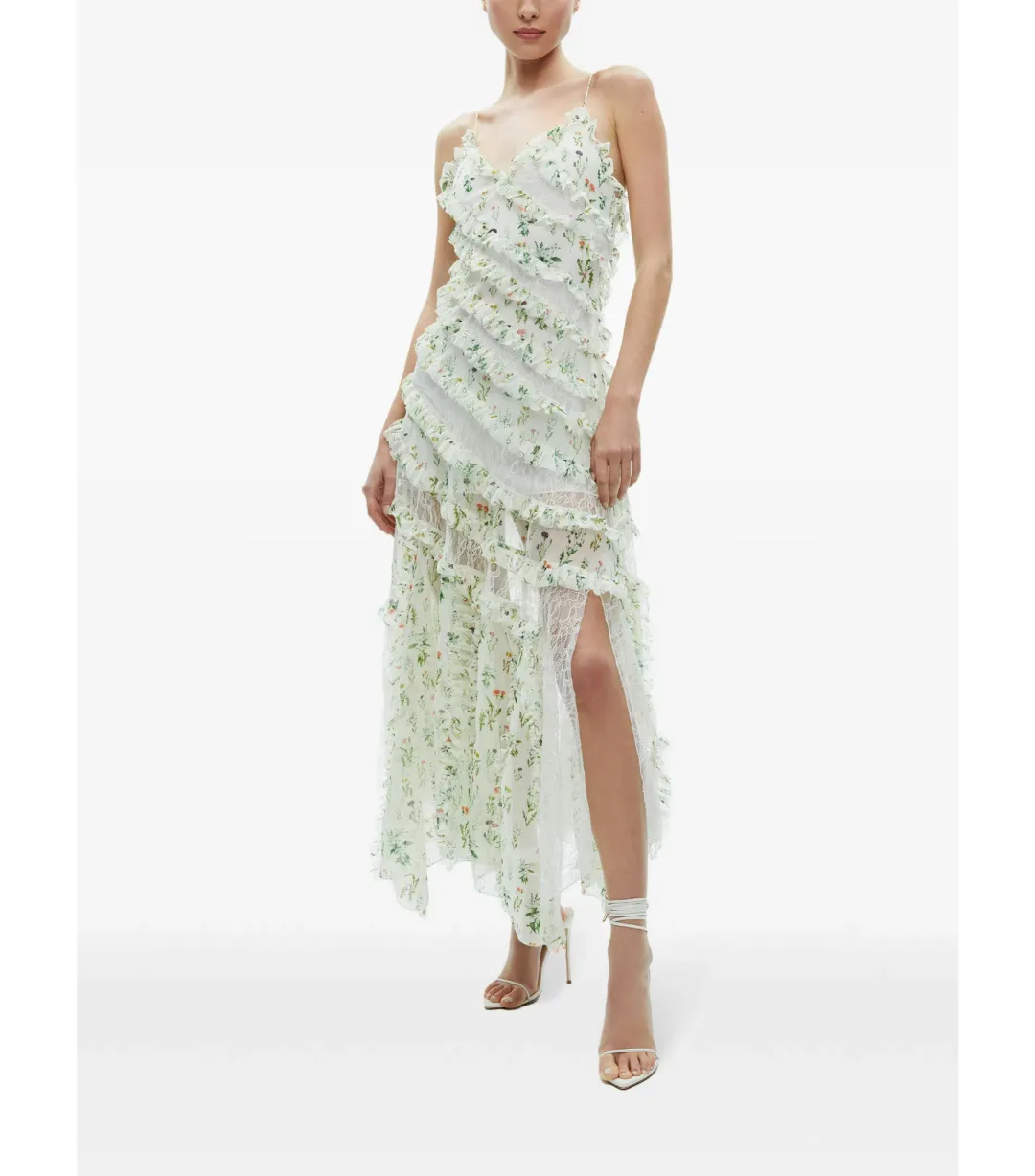 Alice + Olivia Sondra Ruffled Maxi Dress Floral Size AU 10 for rent on The Volte - main image