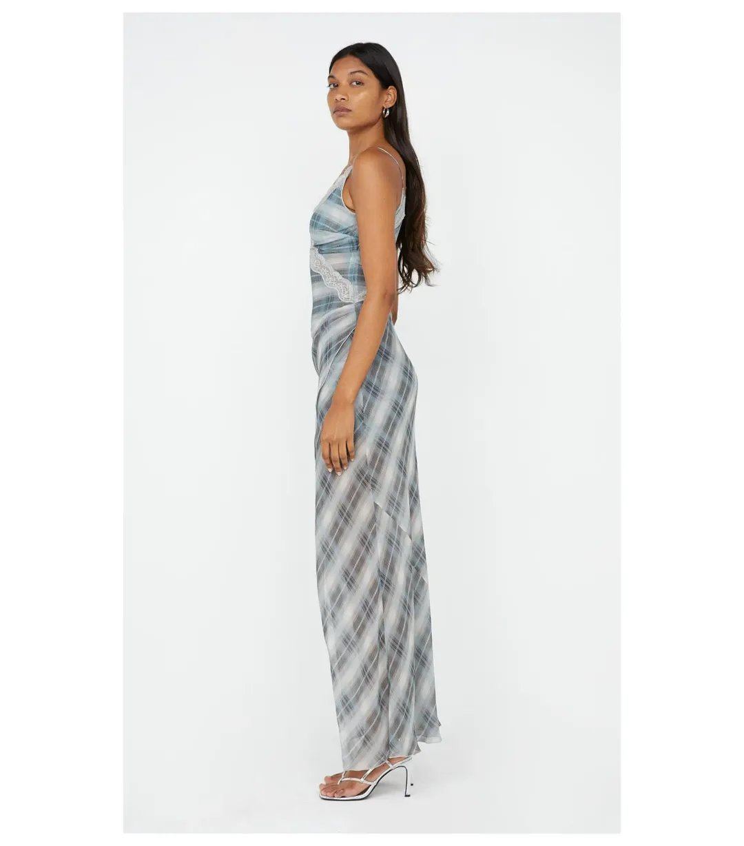 Bec & Bridge Seanna Asymmetrical Maxi Dress in Storm Check Size AU 6 for rent on The Volte - main image
