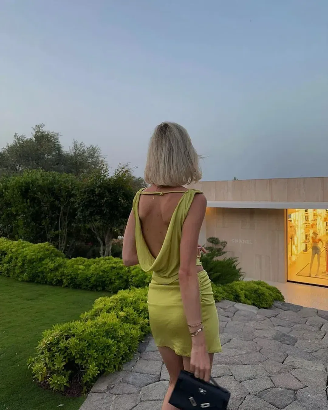 Asta Resort Chloe Top and Mini Skirt Set Chartreuse Size 6 for rent on The Volte - main image