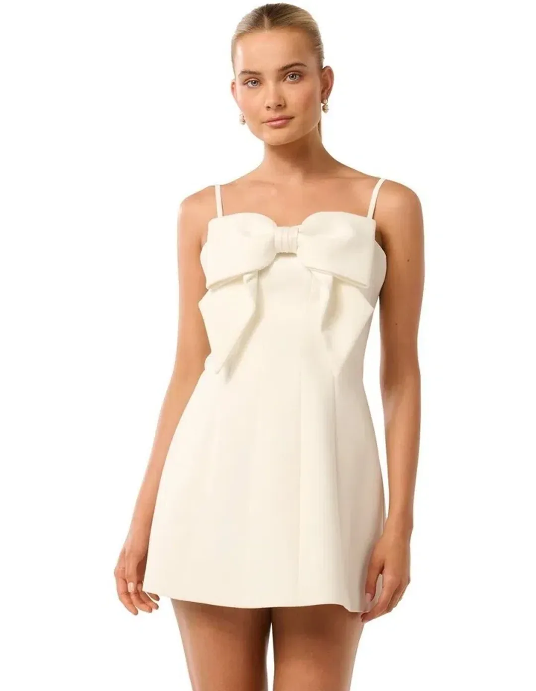 Forever New Hayley Bow Front Mini Dress Porcelain Size AUS 10 for rent on The Volte - main image