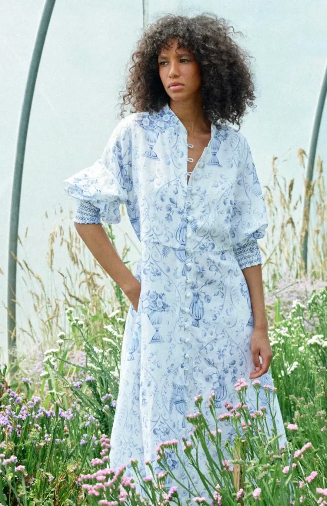 Binny La Casa Azul Midi Dress Blue Print Size 8 for rent on The Volte - main image