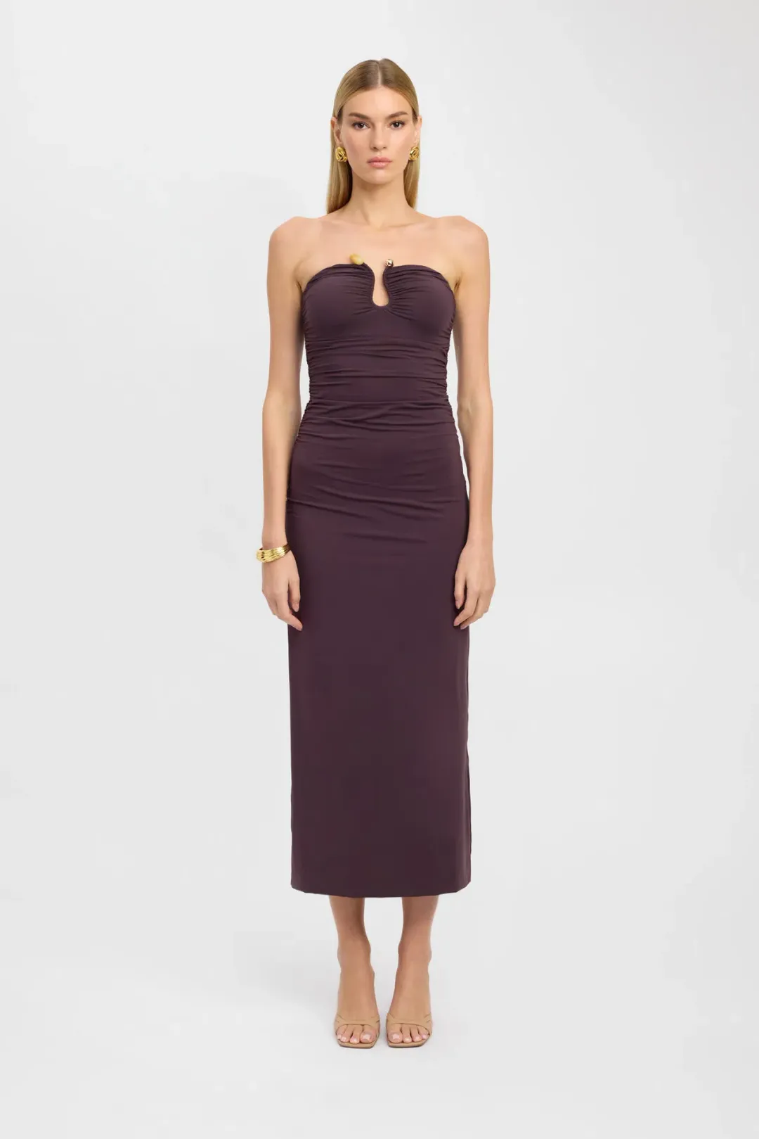 Kookai Tayla Trim Dress Cocoa Size 10 for rent on The Volte - main image